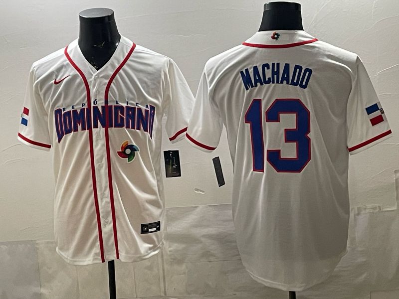 Men 2026 World Cub #13 Machado White Game Nike MLB Jersey style 006